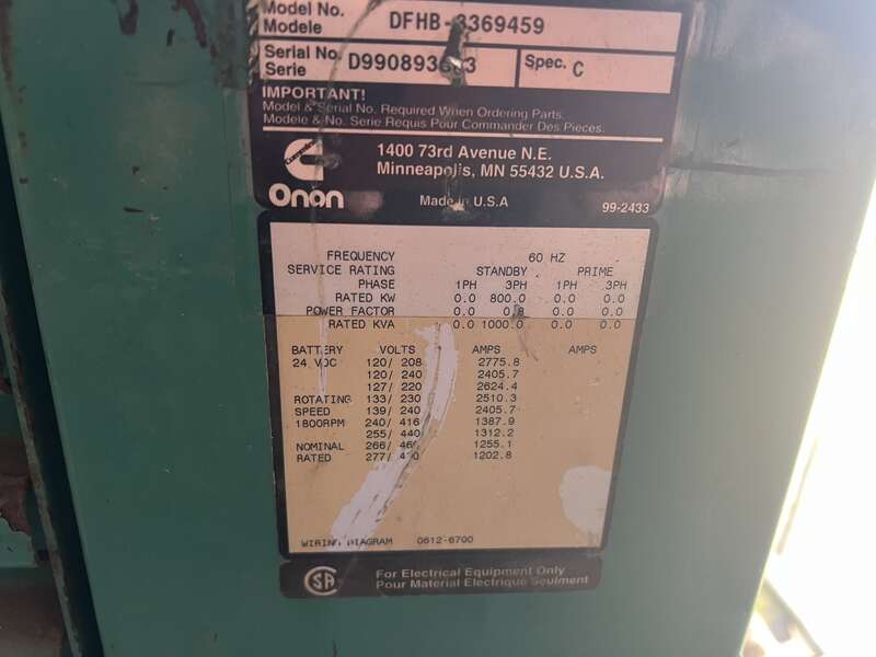 Used Cummins DFHB QST30-G2 Rental Grade Diesel Generator 8276 Hrs                            