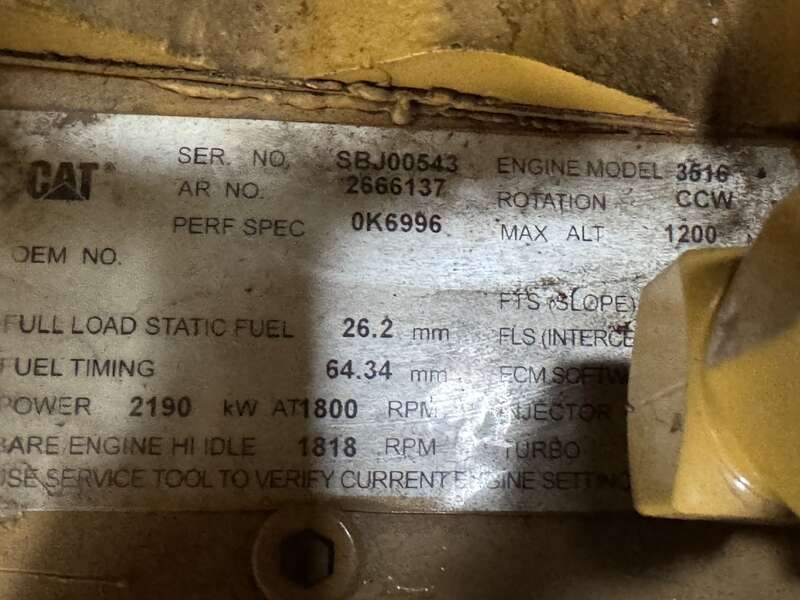 Used Caterpillar 3516C Diesel Generator, 237 Hrs, EPA Tier 2