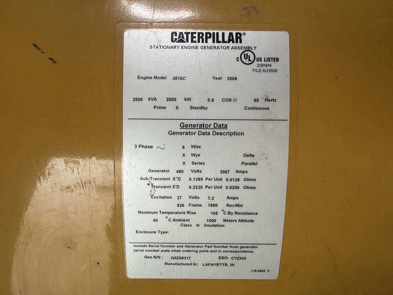 Used Caterpillar 3516C Diesel Generator, 237 Hrs, EPA Tier 2