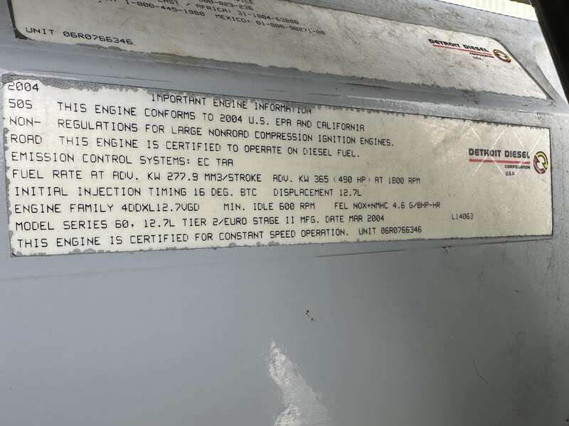 Used Detroit Diesel 250DSE Diesel Generator, 955 Hrs