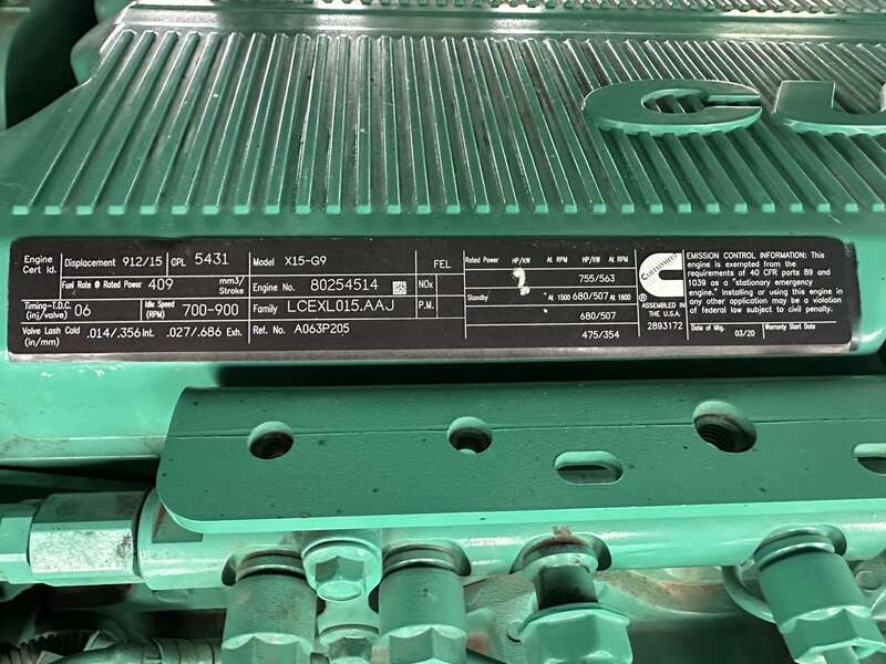 Used Cummins DFEJ QSX15-G9 NR2 Diesel Generator 38 Hrs EPA Tier 2