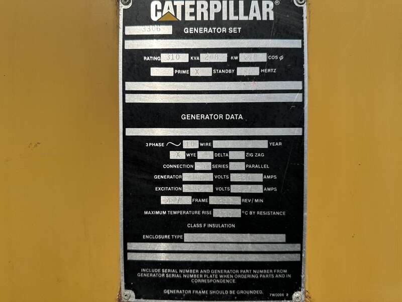 Used Caterpillar 3306B Diesel Generator, 1102 Hrs