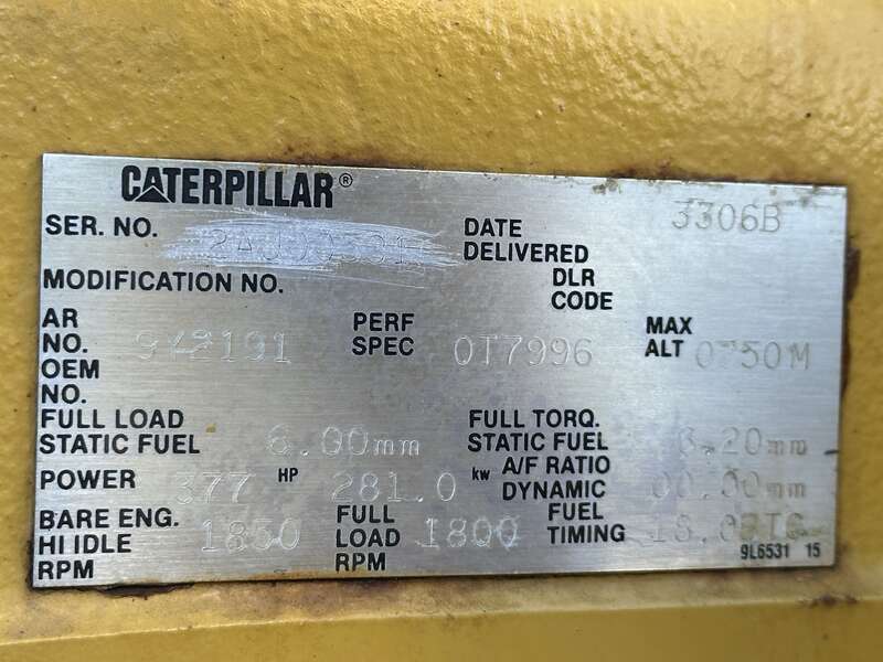 Used Caterpillar 3306B Diesel Generator, 1102 Hrs