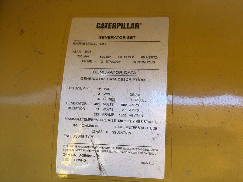 Used Caterpillar 3412 Diesel Generator, 989 Hrs