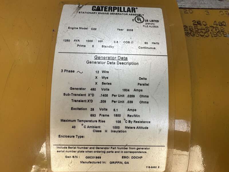 Used Caterpillar C32 Diesel Generator 534 Hrs EPA Tier 2