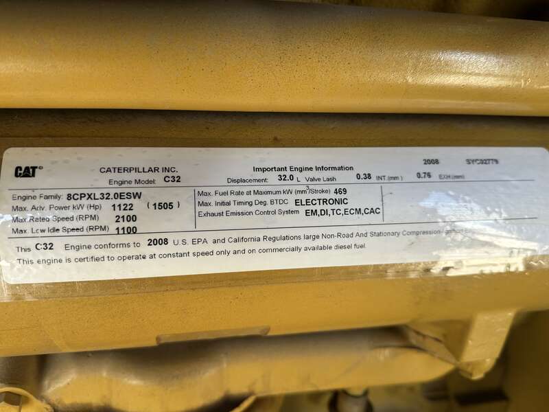 Used Caterpillar C32 Diesel Generator 534 Hrs EPA Tier 2