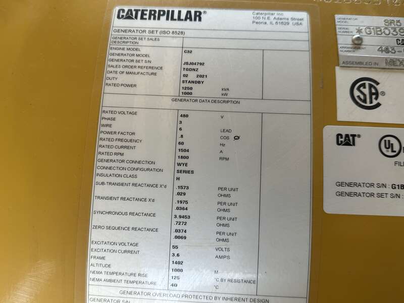 New Caterpillar C32 Diesel Generator 3 Hrs EPA Tier 2 CAT Warranty