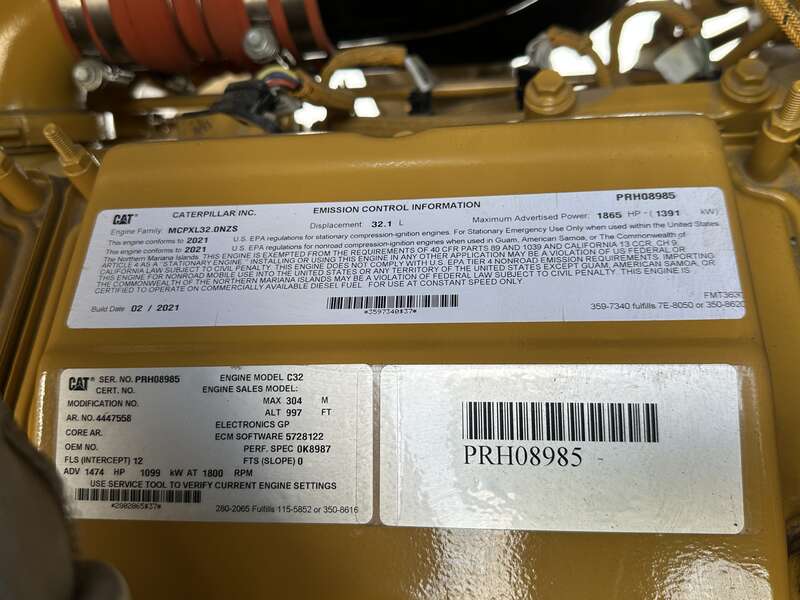 New Caterpillar C32 Diesel Generator 3 Hrs EPA Tier 2 CAT Warranty