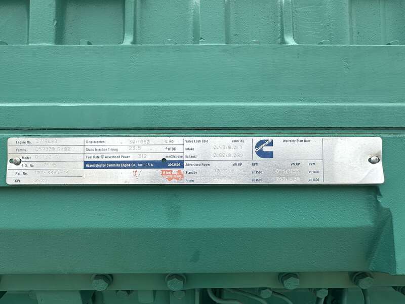 Used Cummins DFHA QST30-G1 Diesel Generator 554 Hrs