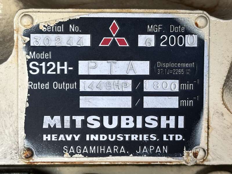 Used Kohler 1000ROZM Mitsubishi S12H-PTA Diesel Generator, 503 Hrs