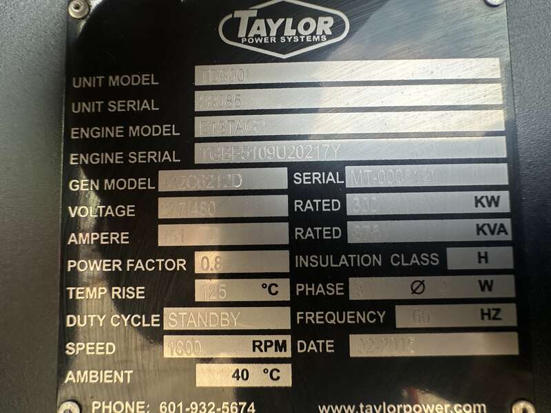Used Taylor TD300  Perkins Engine  Diesel Generator, 97 Hrs, EPA Tier 3