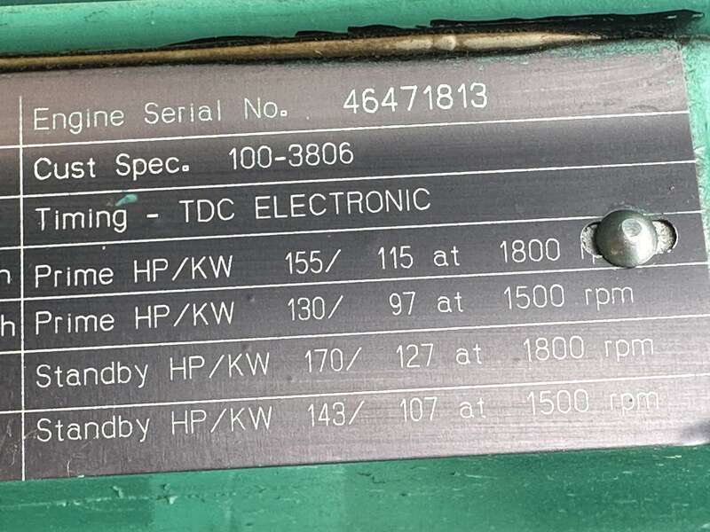 Used Cummins DGDA 6BT5.9-G6 Diesel Generator, 568 Hrs
