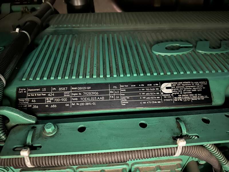 Cummins DFEK QSX15-G9 NR2 Diesel Generator, 647 Hrs, EPA Tier 2