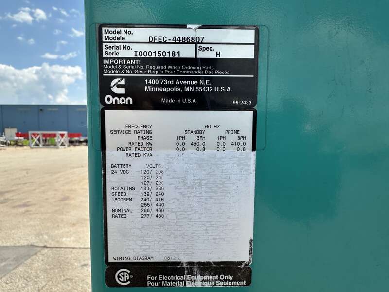 Cummins DFEC KTA19-G3 NR2 Diesel Generator, 2323 Hrs
