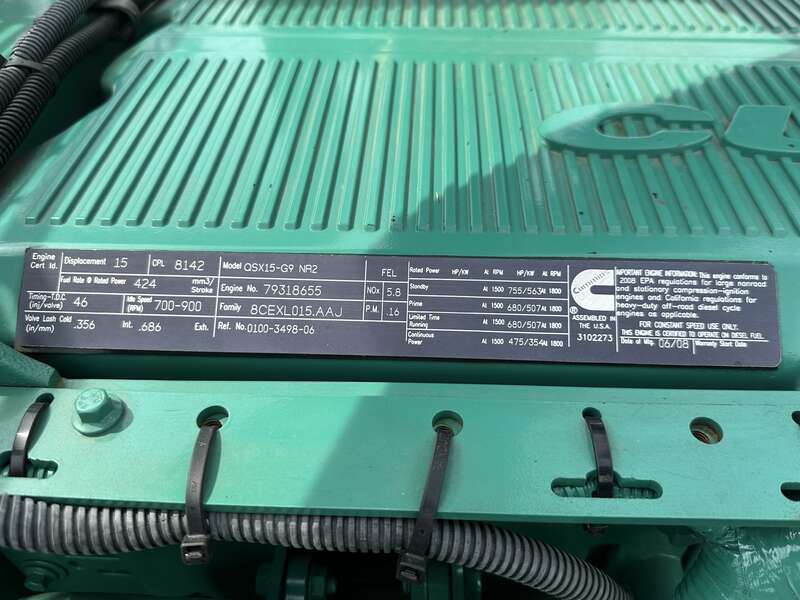 Used Cummins DFEK QSX15-G9 NR2 Diesel Generator 356 Hrs EPA Tier 2