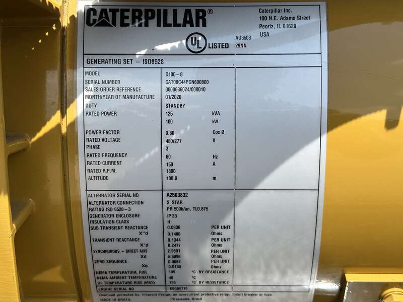 Used Caterpillar D100-8 Diesel Generator 48 Hrs, EPA Tier 3