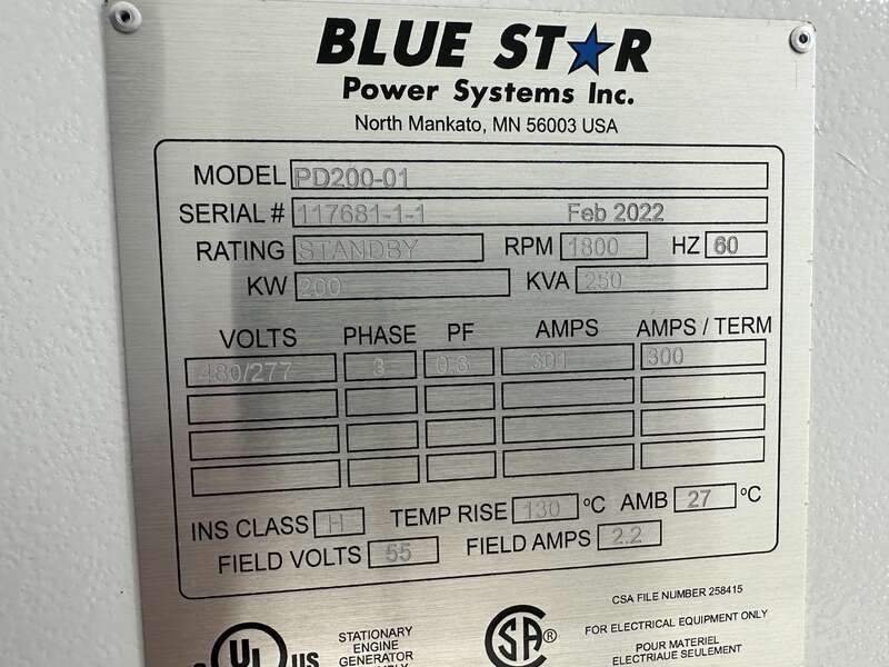 Used Blue Star Power Systems PD200 Perkins 1106D-E70TAG5 Diesel Generator, 332 Hrs, EPA Tier 3