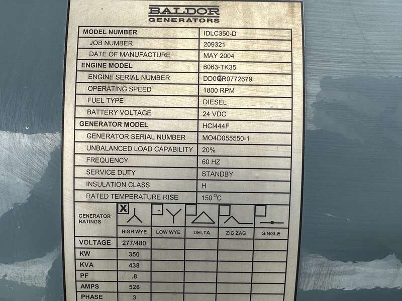 Used Baldor IDLC350-D Diesel Generator, 181 hrs
