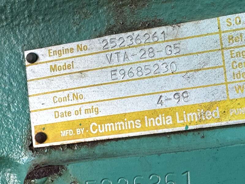 Used Cummins DFGB VTA28-G5 Diesel Generator, 473 Hrs