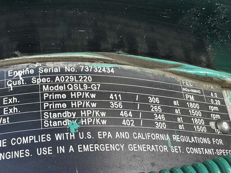 Cummins DQDAC QSL9-G7 Diesel Generator, 291 Hrs, EPA Tier 3