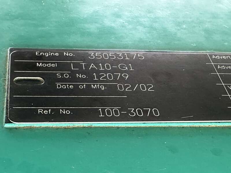 Used Cummins DFAC LTA10-G1 Diesel Generator, 638 Hrs