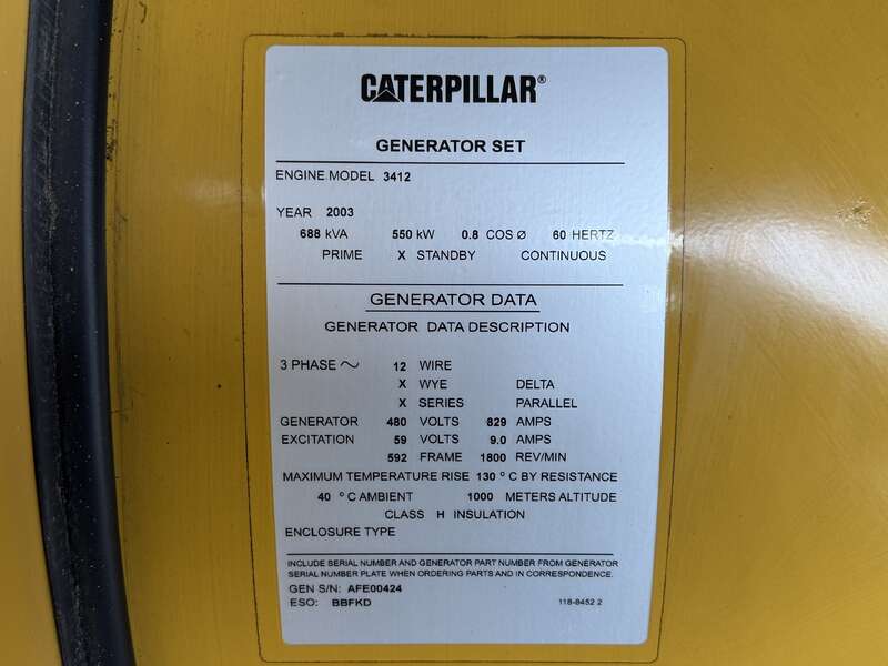 Used Caterpillar 3412 Diesel Generator, 467 Hrs