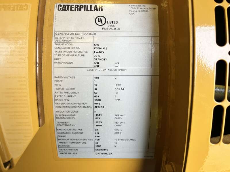 Used Caterpillar C15 Diesel Generator 203 Hrs EPA Tier 2