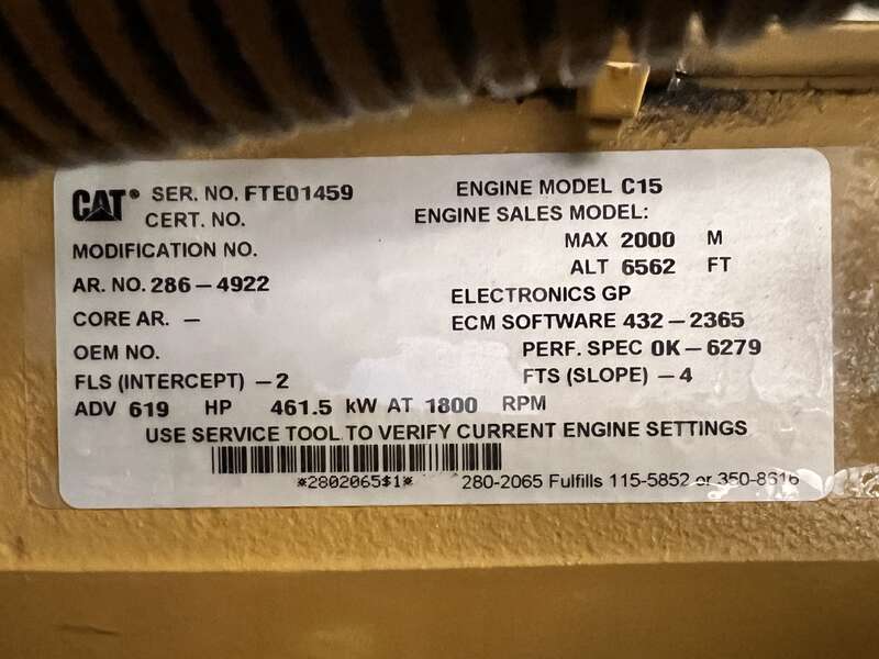 Used Caterpillar C15 Diesel Generator 203 Hrs EPA Tier 2