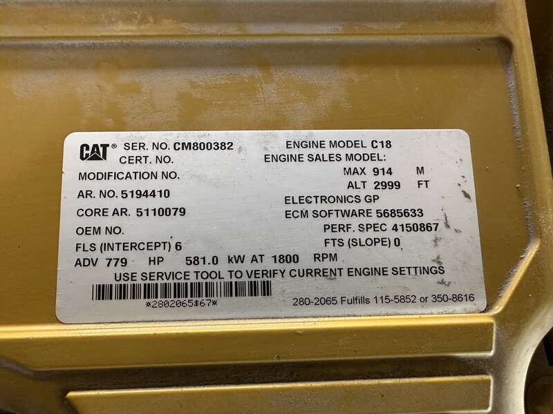 Used Caterpillar XQ570 Rental Grade Diesel Generator, 2011 Hrs, EPA Tier 4F