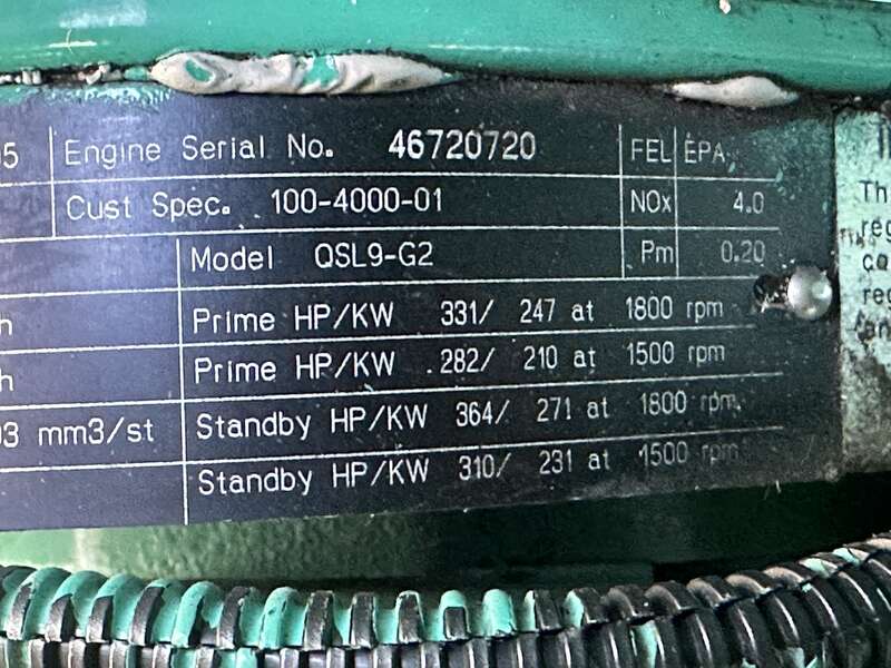 Used Cummins DSHAA QSL9-G2 Diesel Generator, 42 Hrs, EPA Tier 3