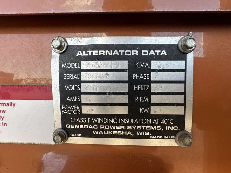 Used Generac SG0050 Natural Gas / Propane Generator, 414 Hrs