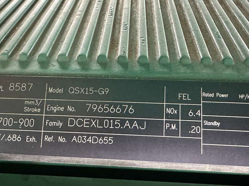 Used Cummins DFEH QSX15-G9 NR2 Diesel Generator 226 Hrs EPA Tier 2