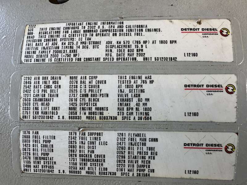 Used Detroit Diesel 500DS4 Diesel Generator, 1067 Hrs