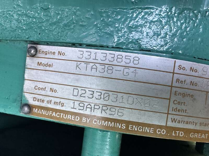 Used Cummins DFJD KTA38-G4 Diesel Generator, 1436 Hrs