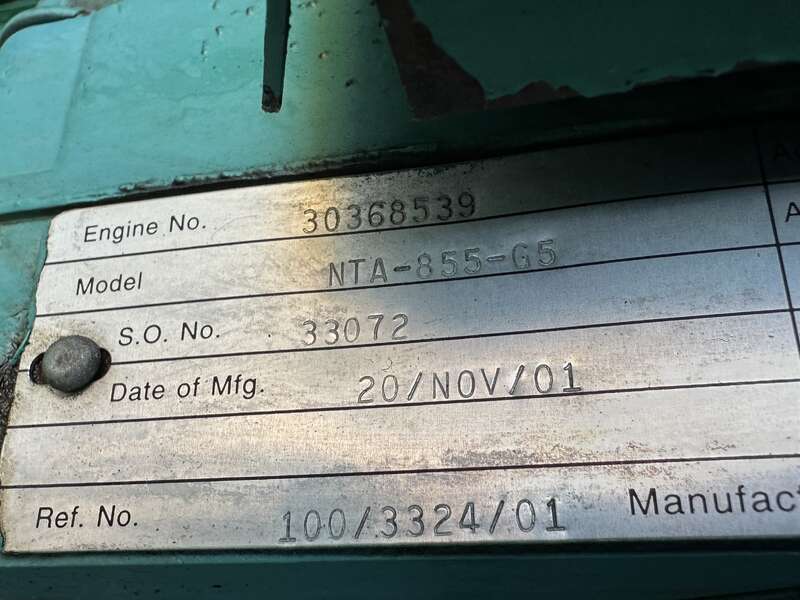 Used Cummins DFCE NTA855-G5 Diesel Generator, 562 Hrs