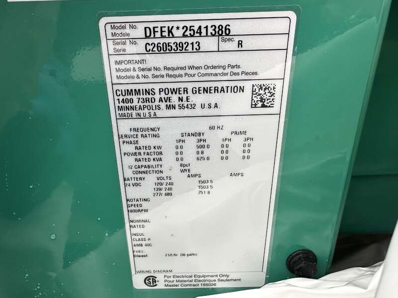 New Cummins DFEK QSX15-G9 Diesel Generator EPA Tier 2                            