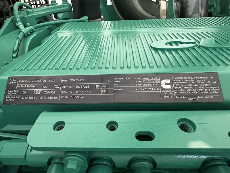 New Cummins DFEK QSX15-G9 Diesel Generator EPA Tier 2                            