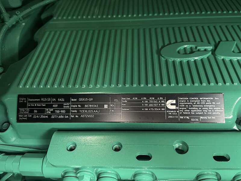 New Cummins DFEK QSX15-G9 Diesel Generator EPA Tier 2                            