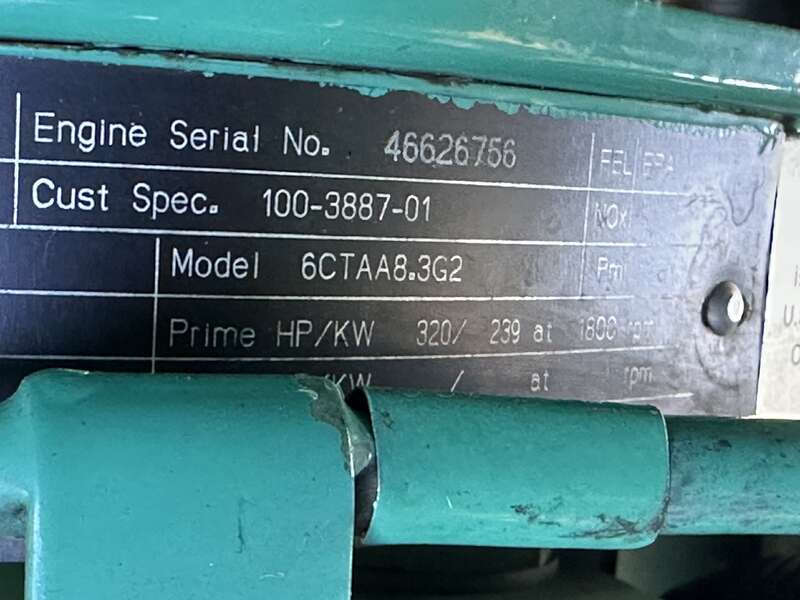 Used Cummins DGFC 6CTAA8.3-G2 Diesel Generator, 708 Hours