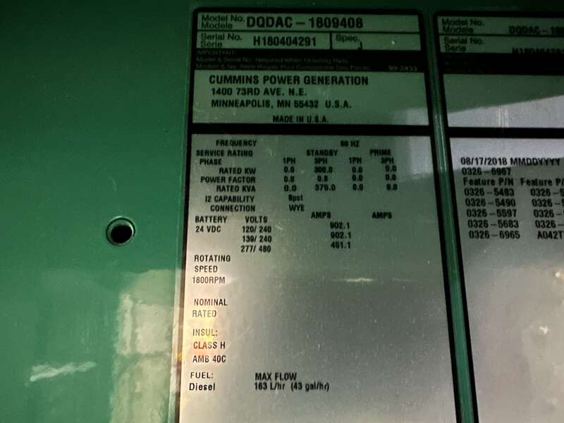 Used Cummins DQDAC QSL9-G5 Diesel Generator, 258 Hrs, EPA Tier 3