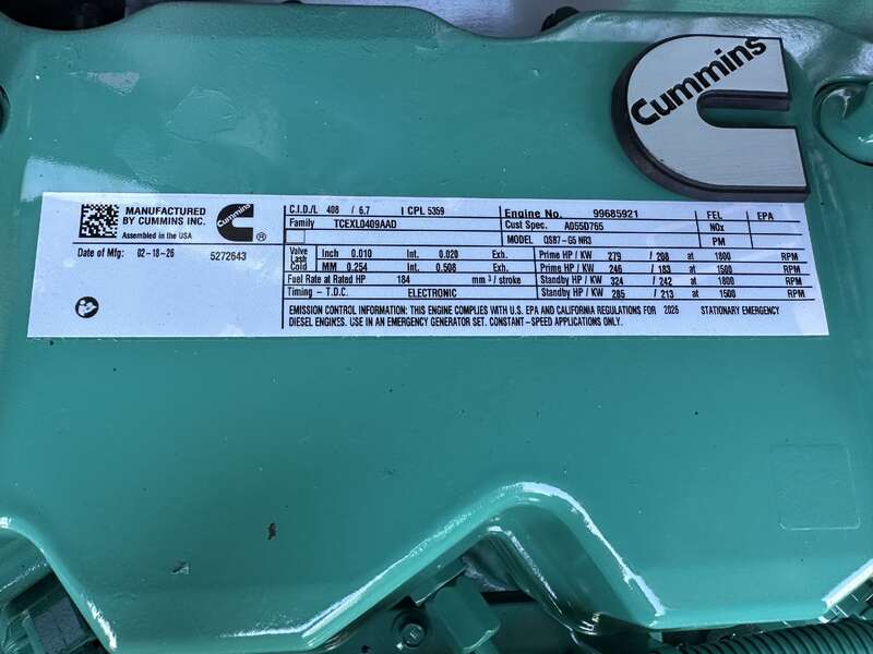 New Cummins C200D6D QSB7-G5 NR3 Diesel Generator, EPA Tier 3                            
