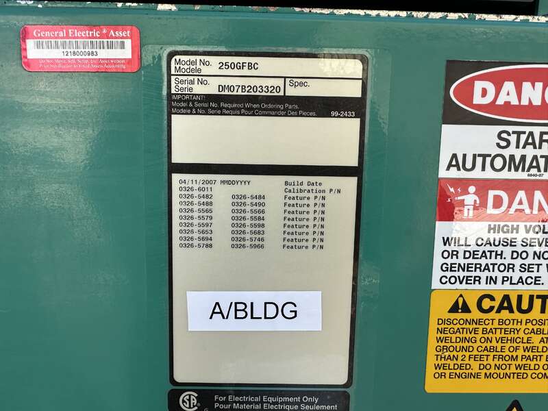 Used Cummins GFBC  GTA855-G3 Natural Gas Generator, 1139 Hrs