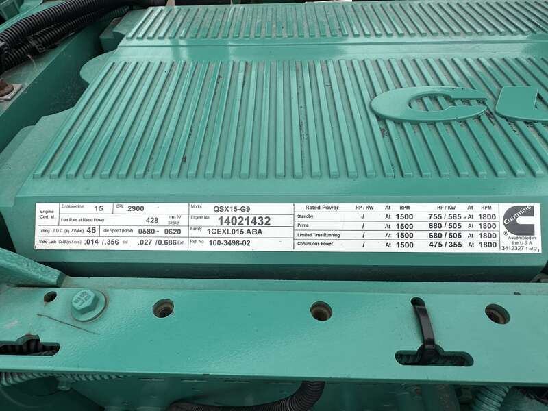Used Cummins DFEH QSX15-G9 Diesel Generator 83 Hrs                            