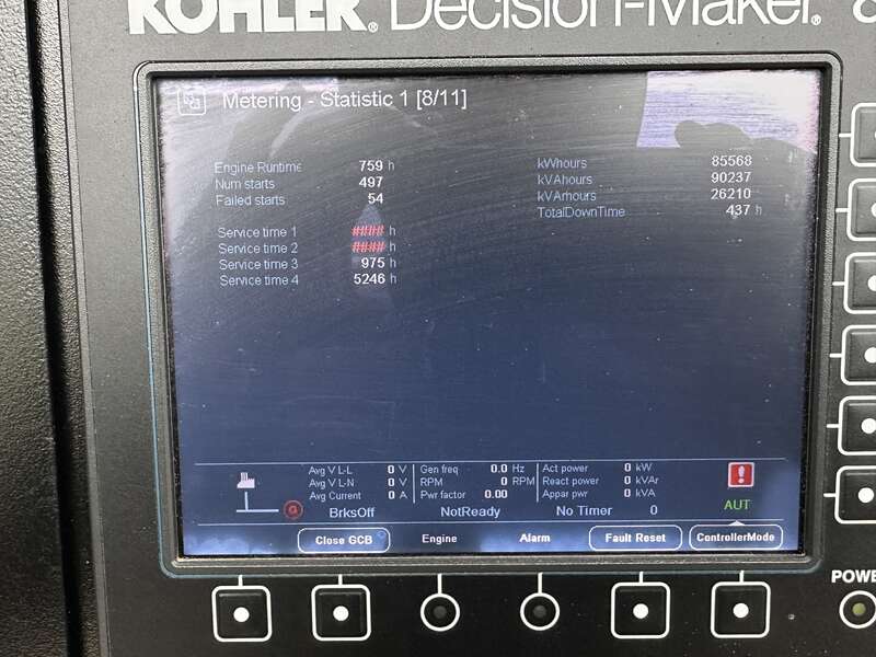 Used Kohler 750REZK Natural Gas Generator, 759 Hrs, EPA Certified 