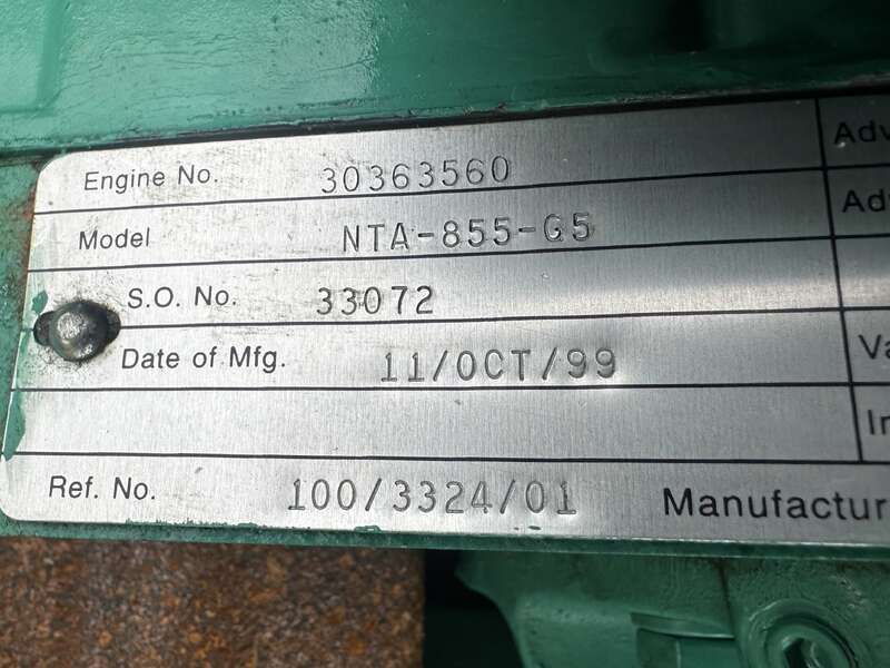 Used Cummins DFCE NTA855-G5 Diesel Generator, 1021 Hrs                            