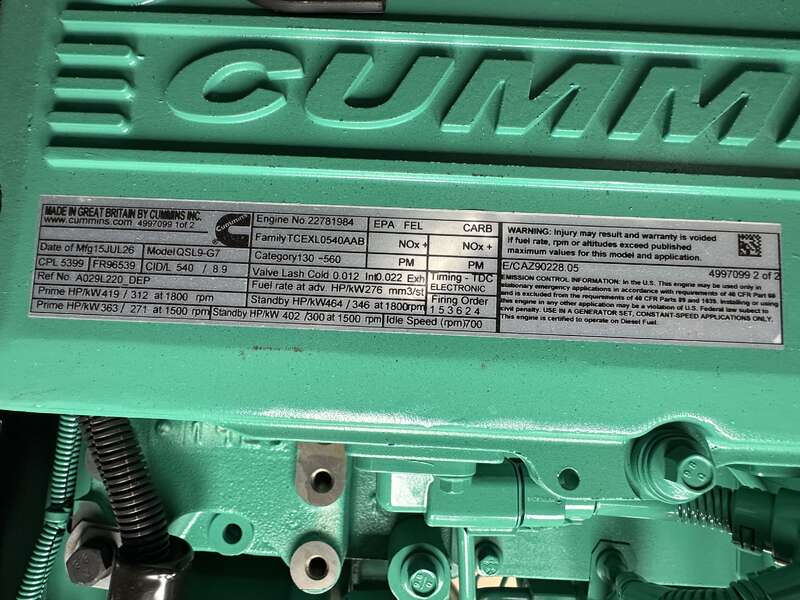 New Cummins DQDAC QSL9-G7 Diesel Generator EPA Tier 3                            