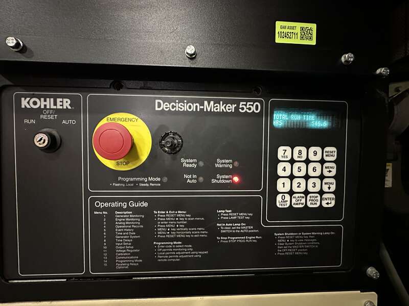 Used Kohler 300REZXB Natural Gas Generator, 546 Hrs, EPA Certified 