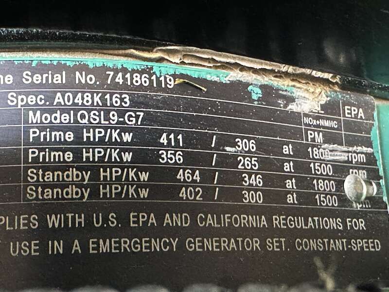 Used Cummins DQDAB QSL9-G3 NR3 Diesel Generator, 256 Hrs, EPA Tier 3 