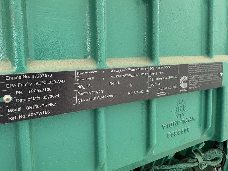 New Cummins DQFAD QST30-G5 NR2 Diesel Generator, EPA Tier 2                            