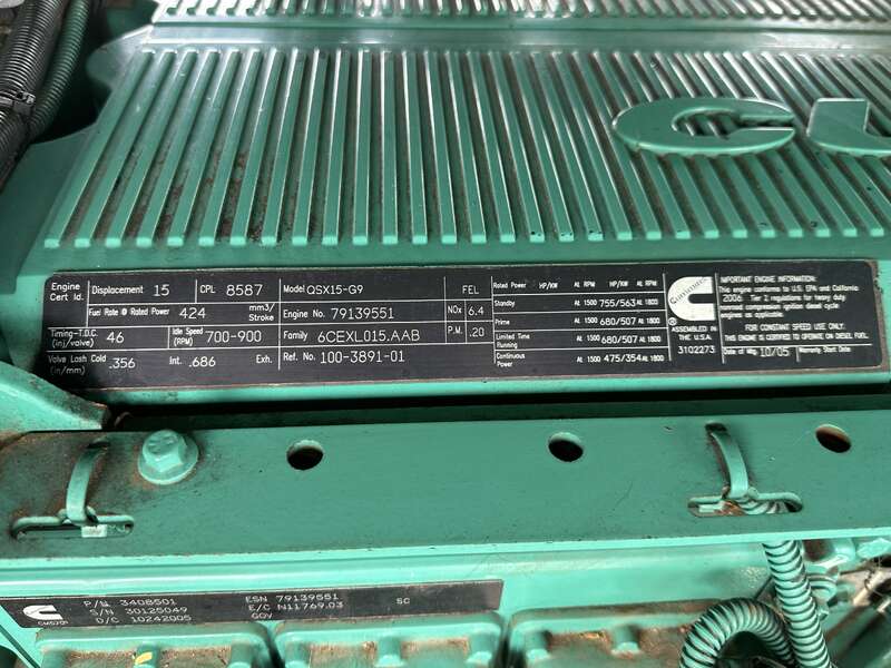 Used Cummins DFEJ QSX15-G9 NR2 Diesel Generator 931 Hrs EPA Tier 2                            
